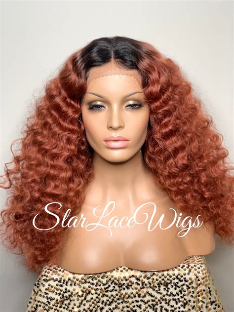 Ginger Lace Front Wig Copper Red Auburn Wavy Deep Wave Long Etsy