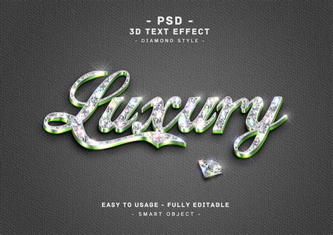 Premium Psd Luxuy 3d Green Diamond Text Style Effect