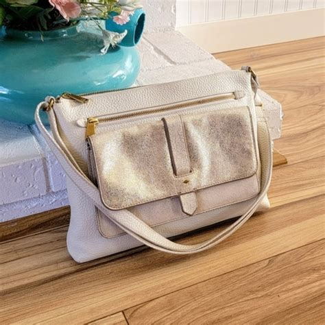 Fossil Bags Fossil Kinley Pale Gold Leather Crossbody Bag Poshmark