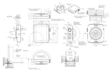 Apple Watch 42mm Blueprint - Download free blueprint for 3D modeling