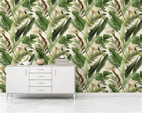 Watercolor Banana Leaf Art Wallpaper Home Decoram