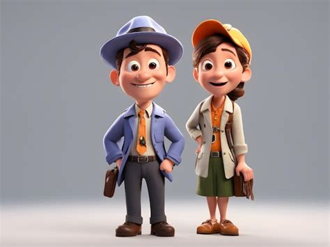 Premium AI Image | 3D cartoon pixar character portraits detective white ...