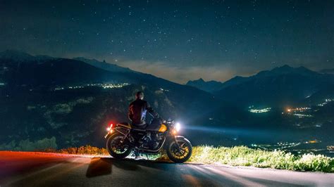 Wallpaper Motorcycle Motorcyclist Bike Night View Hd Picture Image