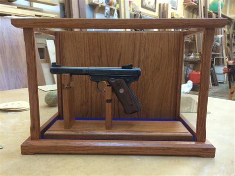 Pistol/gun Display Case Wood and Glass Brazilian Cherry Case Only Stand ...