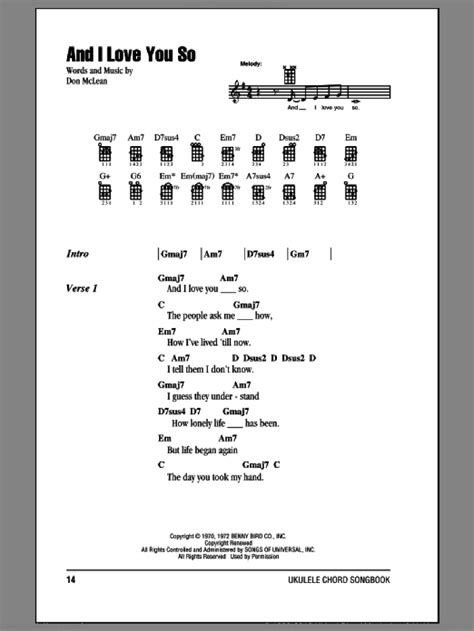 Mclean And I Love You So Sheet Music For Ukulele Chords