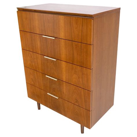 Danish Mid Century Modern Tall High Boy Chest Of Drawers Dresser