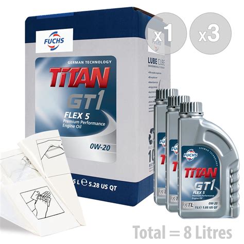 Car Engine Oil Service Kit Pack Litres Fuchs Titan Gt Flex W