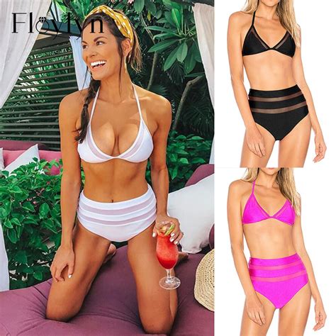 Floylyn Bikini De Cintura Alta De Malla Para Mujer De 3 Colores Traje