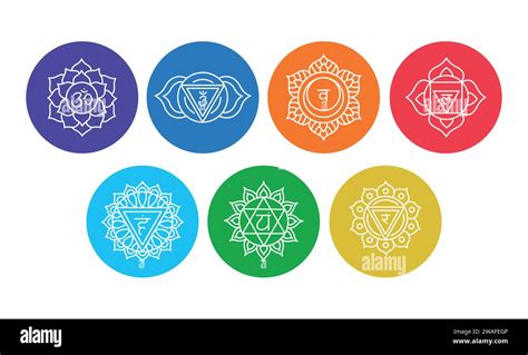 Chakras Set Muladhara Swadhisthana Manipura Anahata Vishuddha