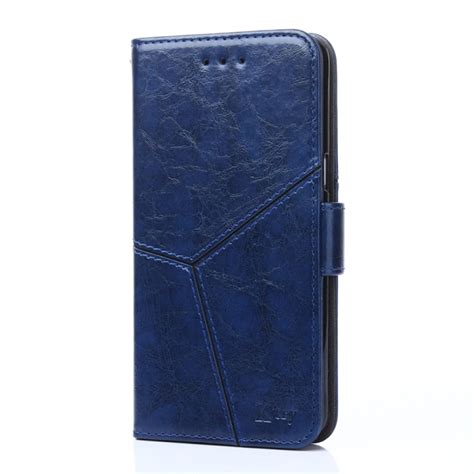 Samsung Galaxy A54 5G Geometric Stitching Leather Phone Case - Blue