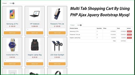 Multi Tab Shopping Cart By Using Php Ajax Jquery Bootstrap Mysql Part