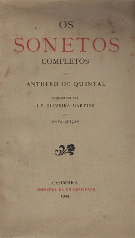 Os Sonetos Completos De Antero De Quental Manuseado