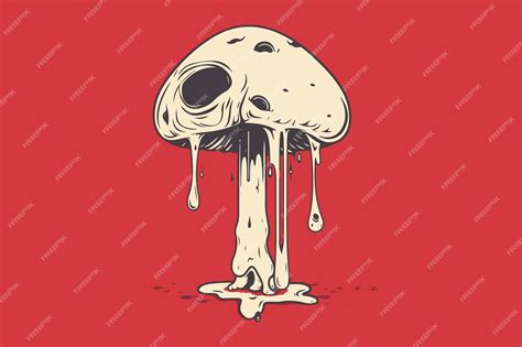 Premium Vector Creepy Melting Mushroom