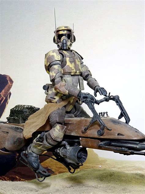 1 12 Aratech 74 Z Speeder Bike With Imperial Sniper Scout Trooper