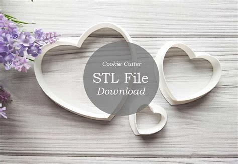 5 Sizes Heart Shape Cookie Cutter Stl File Instant Download Stl Cookie Cutter File Digital