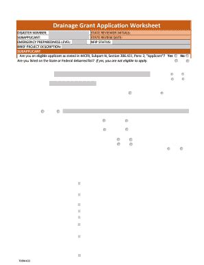 Fillable Online Txdps State Tx Drainage Grant Application Worksheet