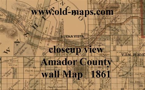 Amador County California 1881 Old Wall Map Reprint With Landowner Names ...