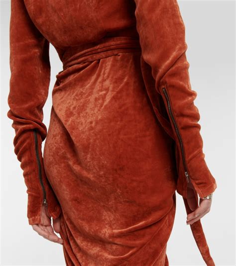 Rick Owens Velvet Wrap Midi Dress Rick Owens