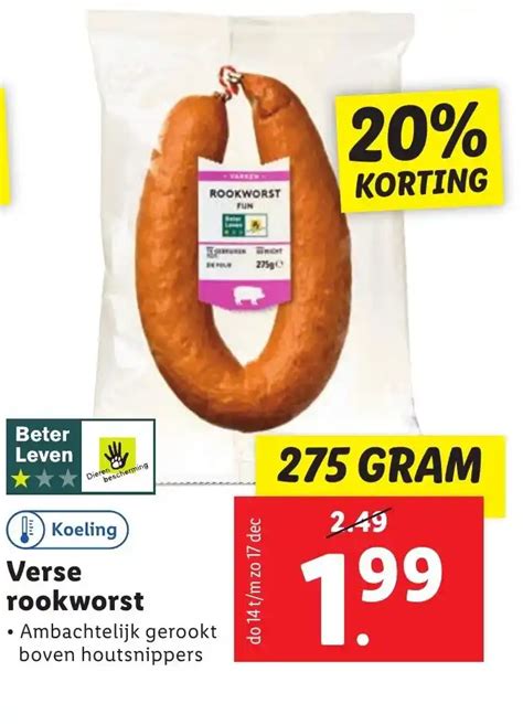 Verse Rookworst 275g Aanbieding Bij Lidl