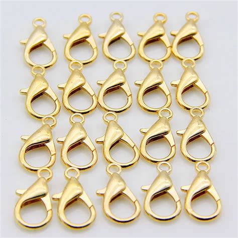 50Pcs Set 10mm 20mm Big Lobster Clasp For Necklace Bracelet Chain Gold