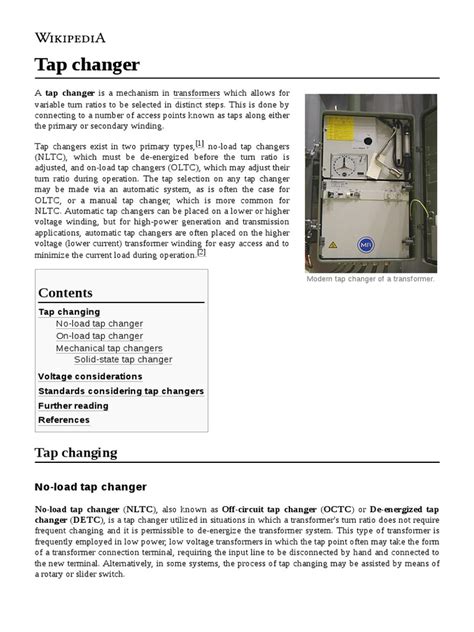 Tap Changer | PDF | Transformer | Physical Quantities