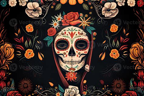 Dia De Los Muertos Background Day Of The Dead Art Decoration Bones