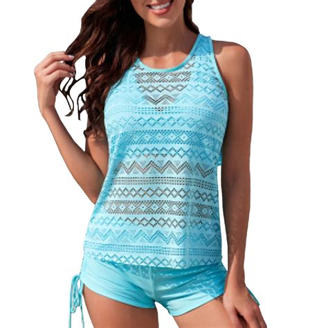 NKOOGH Women Split Swimsuit Full Coverage Bikini Set Tie Swimdress