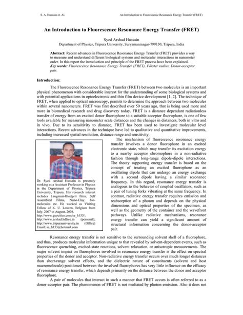 An Introduction To Fluorescence Resonance Energy Transfer Fret