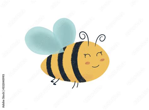 Cute Friendly Bee Cartoon Happy Flying Bee The Character Of An Insect