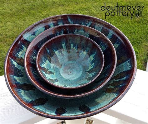 Bowl Set With Coats Blue Rutile And Thick Coat Of Ancient Jasper On