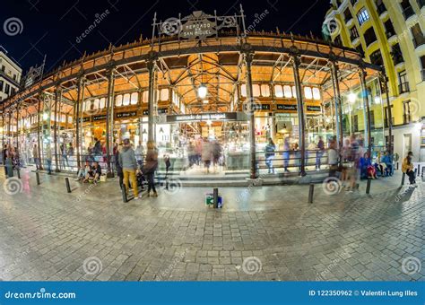 Night View of the Historic San Miguel Market in Madrid, Spain Editorial ...