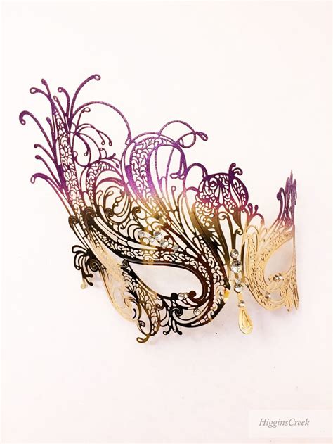 Purple Gold Masquerade Mask Mardi Gras Mask Mask Butterfly Swan Gold