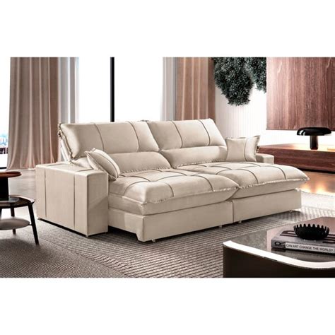 Sofá Retrátil E Reclinável Com Molas Ensacadas Pillow Top - Sofá Retrátil E Reclinável 4 Lugares 260cm Com Molas Ensacadas E Pillow ...