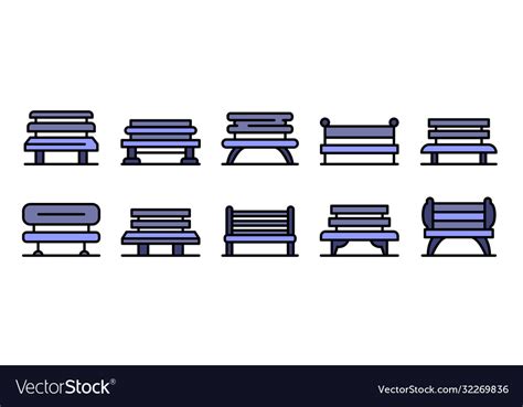 Park Bench Icons Flat Royalty Free Vector Image