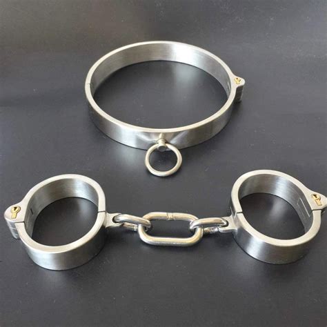 Heavy Duty Stainless Steel Neck Collar Handcuffs Ankle Cuffs Slave Bondage Bdsm Ebay