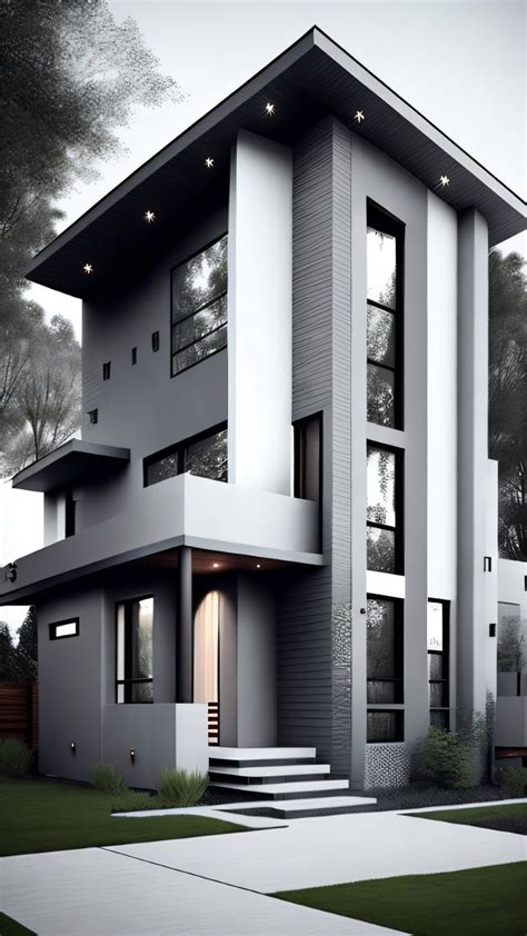 Gray Modern House Exterior Design | Modern house facades, House ...