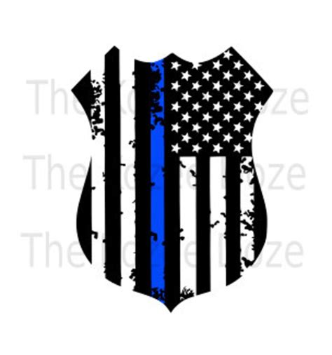 Police Officer Leo Badge W Distressed Flag And Thin Blue Line Etsy