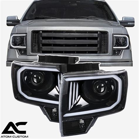 Faros Frontales Con Barra LED En C Y Tiras LED Ford F150 2009 2014