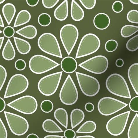 Colorful Fabrics Digitally Printed By Spoonflower Olive Green Retro