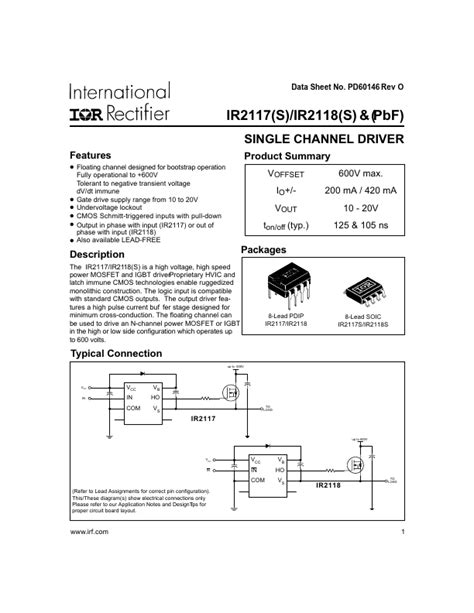 Ir Pbf Datasheet Single Channel Driver