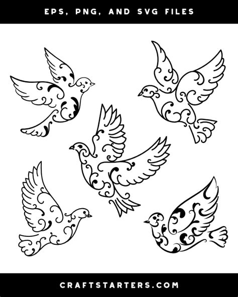 Swirly Dove Silhouette Clip Art Clip Art Library