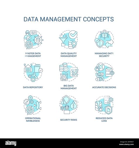 Data Management Turquoise Concept Icons Set Stock Vector Image Art