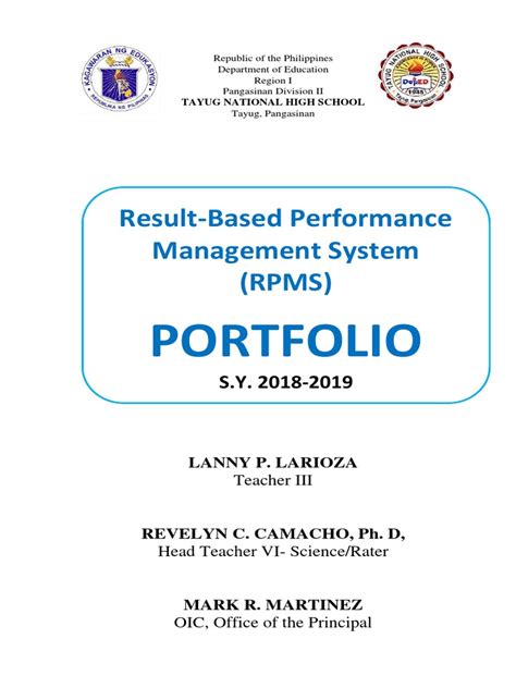 Result Based Performance Management System Rpms Portfolio Pdf Lesson Plan Learning