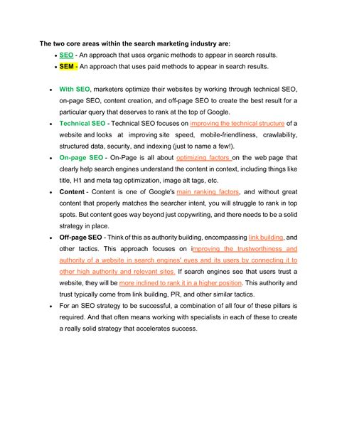 SEM-SEO Marketing - The two core areas within the search marketing