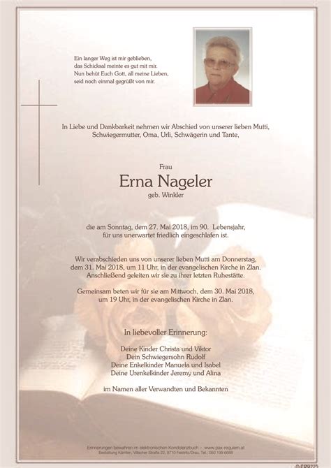 Parte F R Erna Nageler Pax Requiem