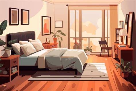 Bedroom In Cartoon Style Home Atmosphere Stock Illustration Illustration Of Rise Furniture