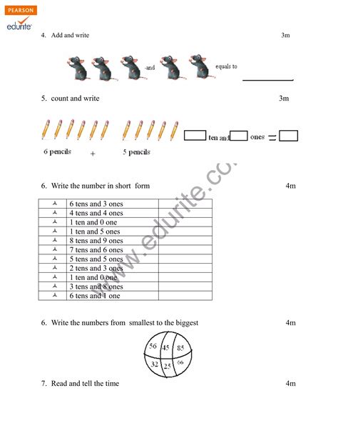 Class 1 Cbse Maths Sample Paper Model 1 Pdf Free Download