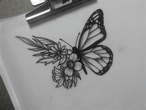 Butterfly And Flower Sketch at PaintingValley.com | Explore collection ...