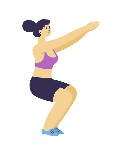 Woman Working Out Squats Exercises For Muscles Vector Art At