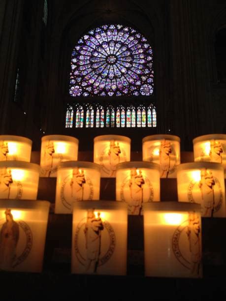 30 Prayer Candles In The Notre Dame Cathedral Paris France Stock